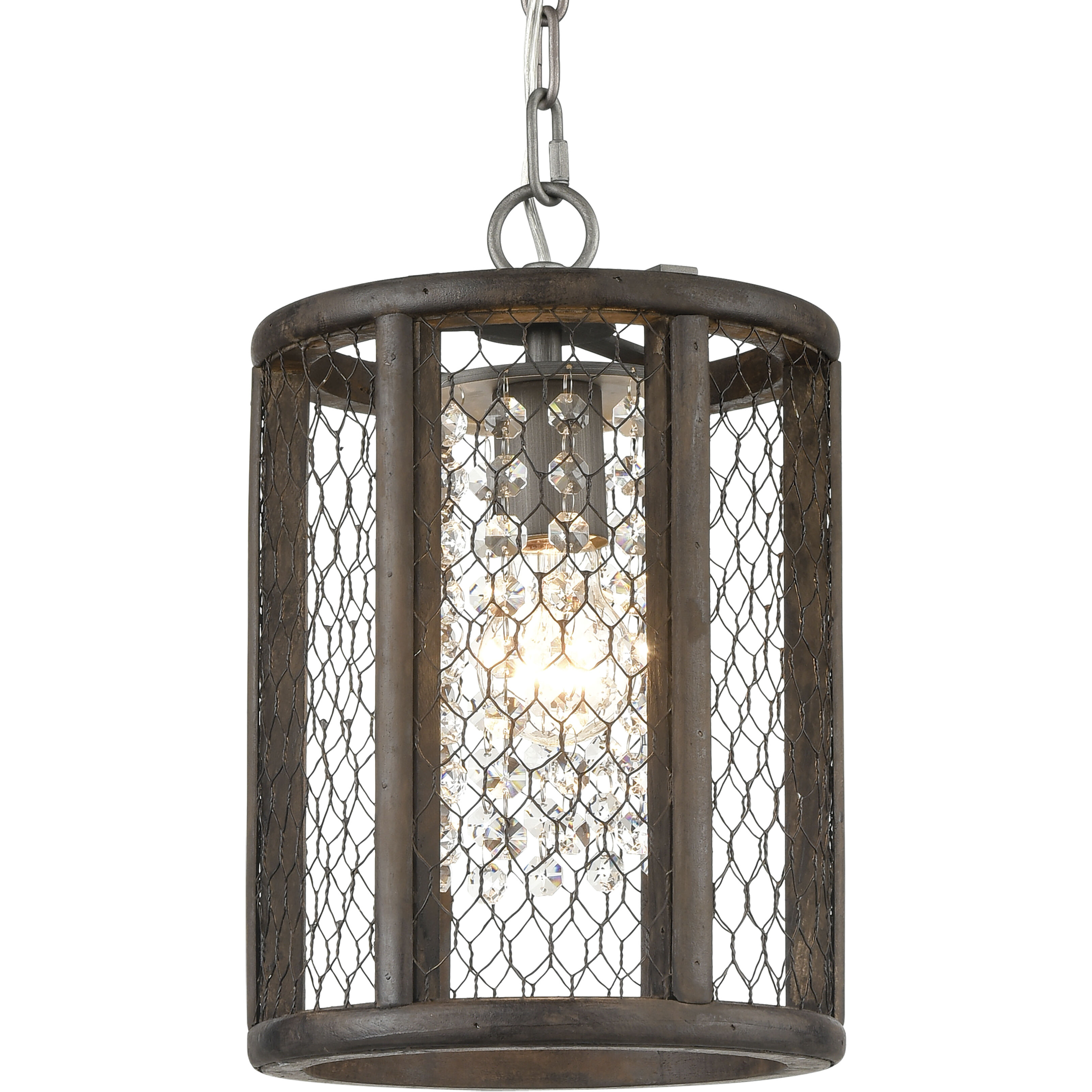 Renaissance Invention 1 Light 8 inch Aged Wood with Weathered Zinc Mini Pendant Ceiling Light