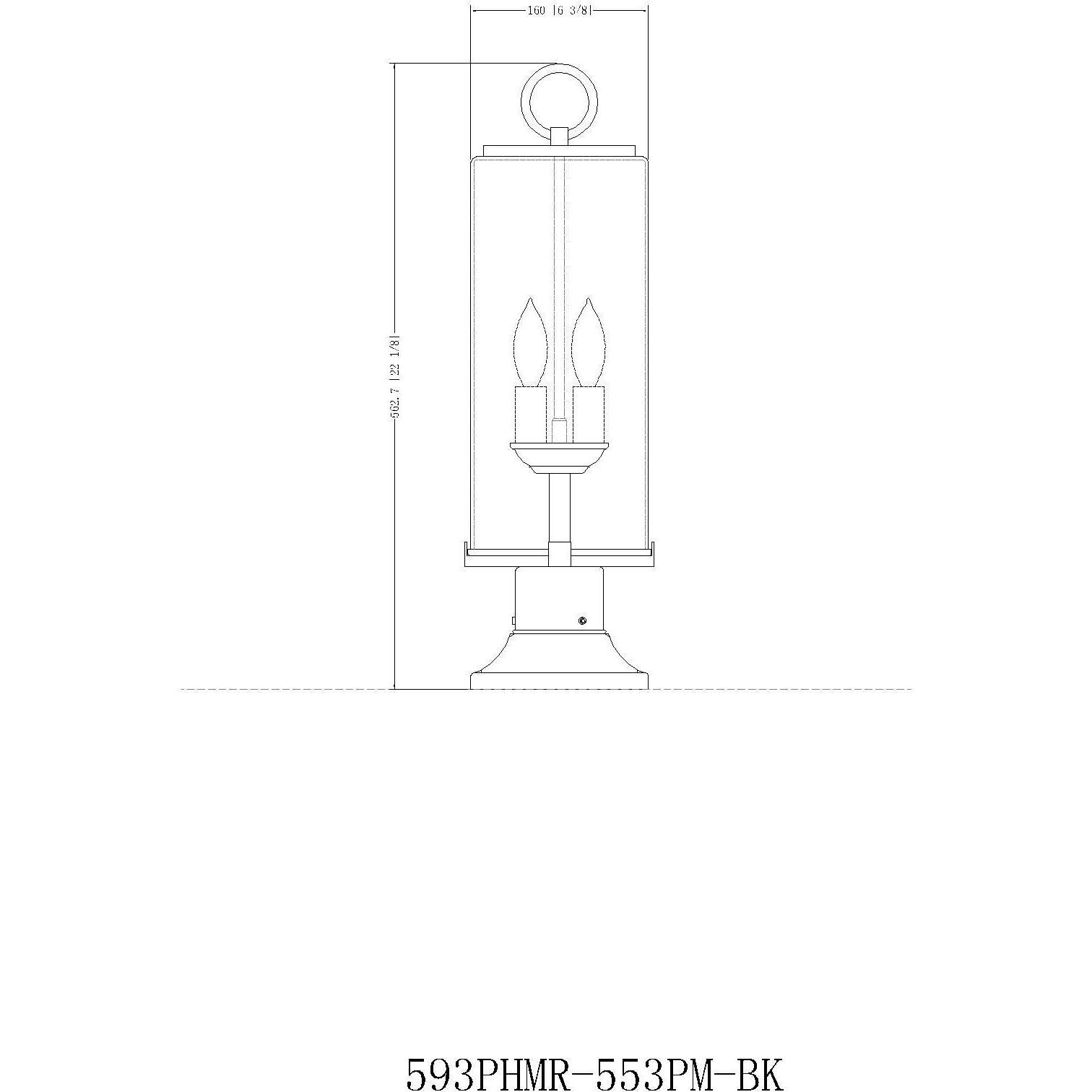 Sana 2 Light 22.25 inch Black Outdoor Pier Mounted Fixture