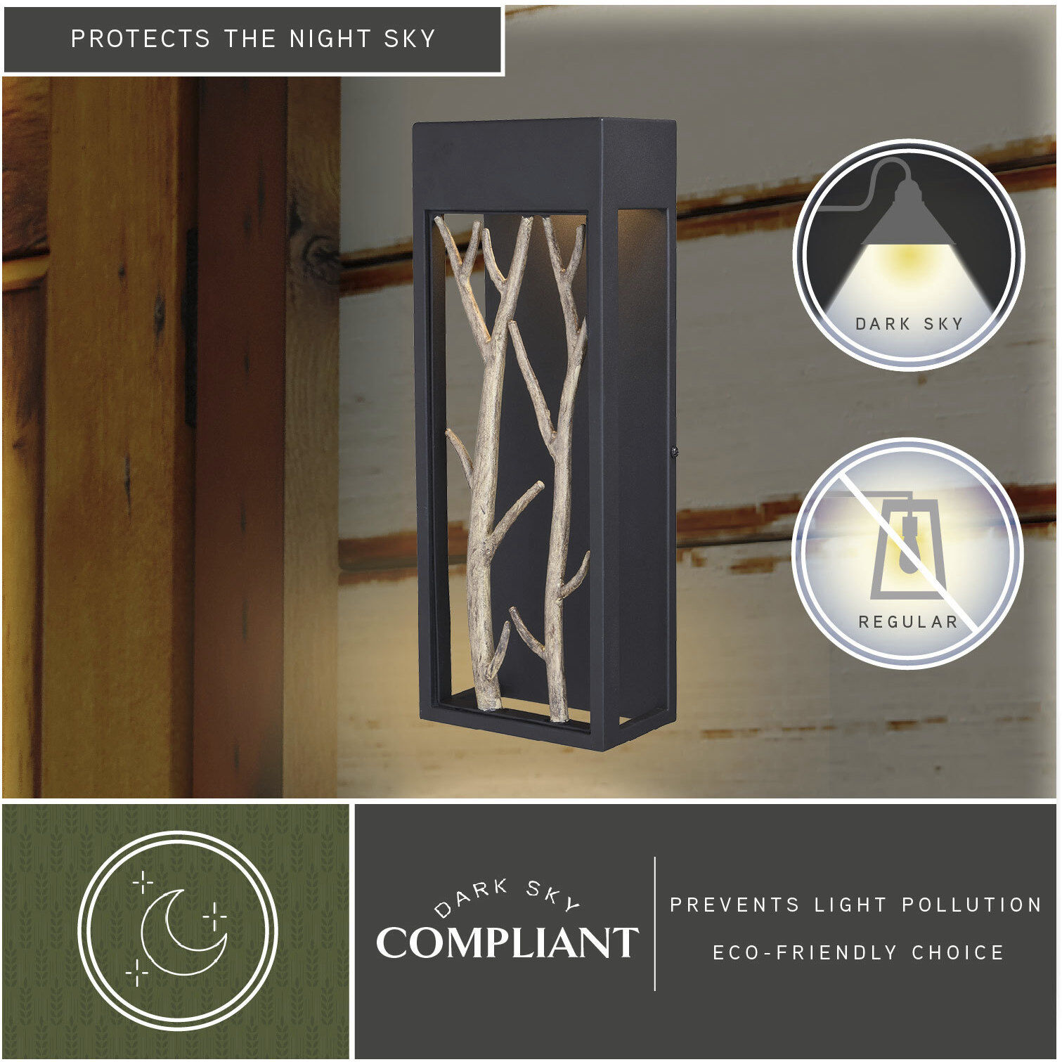 Ocala LED 15.5 inch Textured Black and Poplar Outdoor Wall