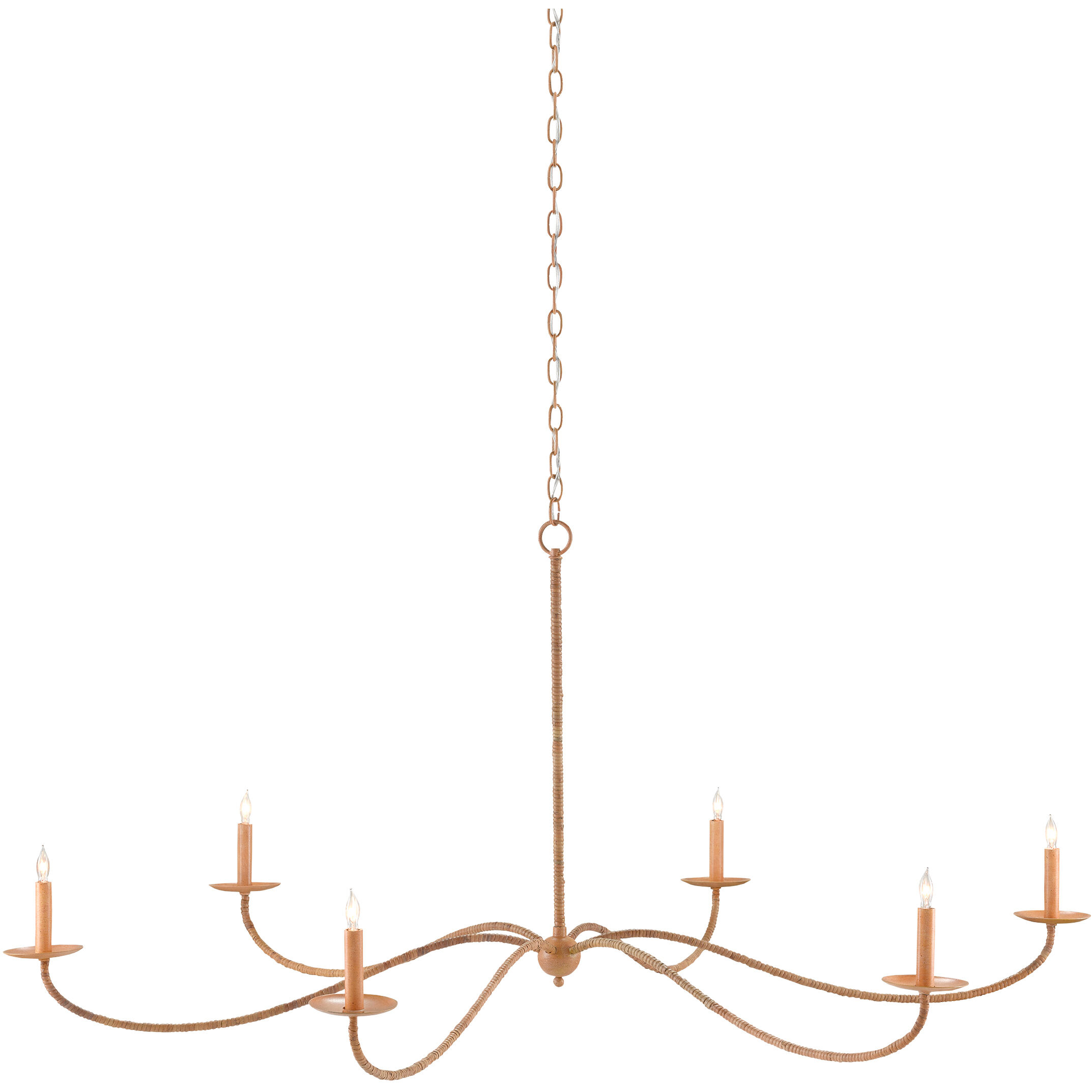 Saxon 6 Light 60.75 inch Painted Rattan/Natural Rattan Chandelier Ceiling Light