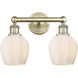 Norfolk 2 Light 14.75 inch Antique Brass Bath Vanity Light Wall Light in Matte White
