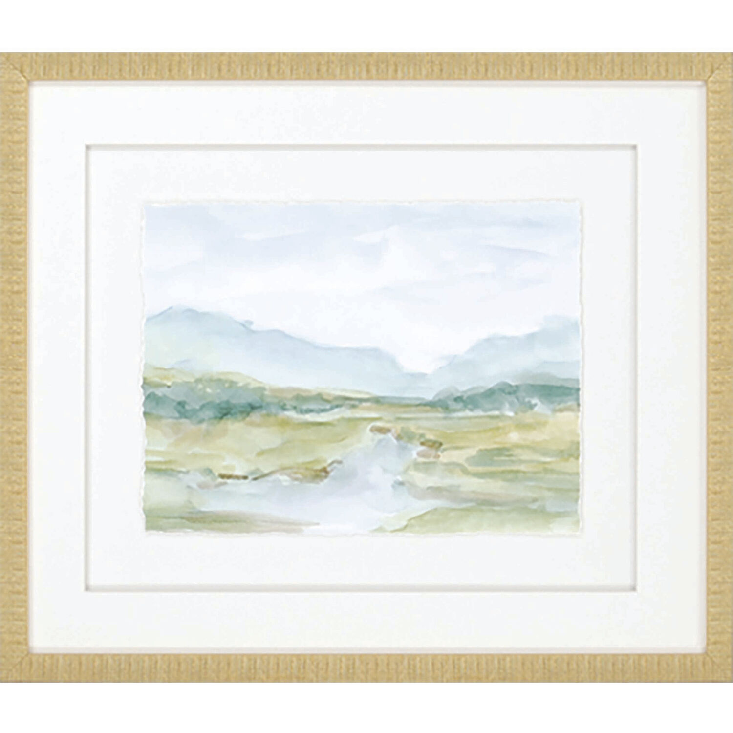 Watercolour Green and Turquoise and Yellow and Blue Framed Art