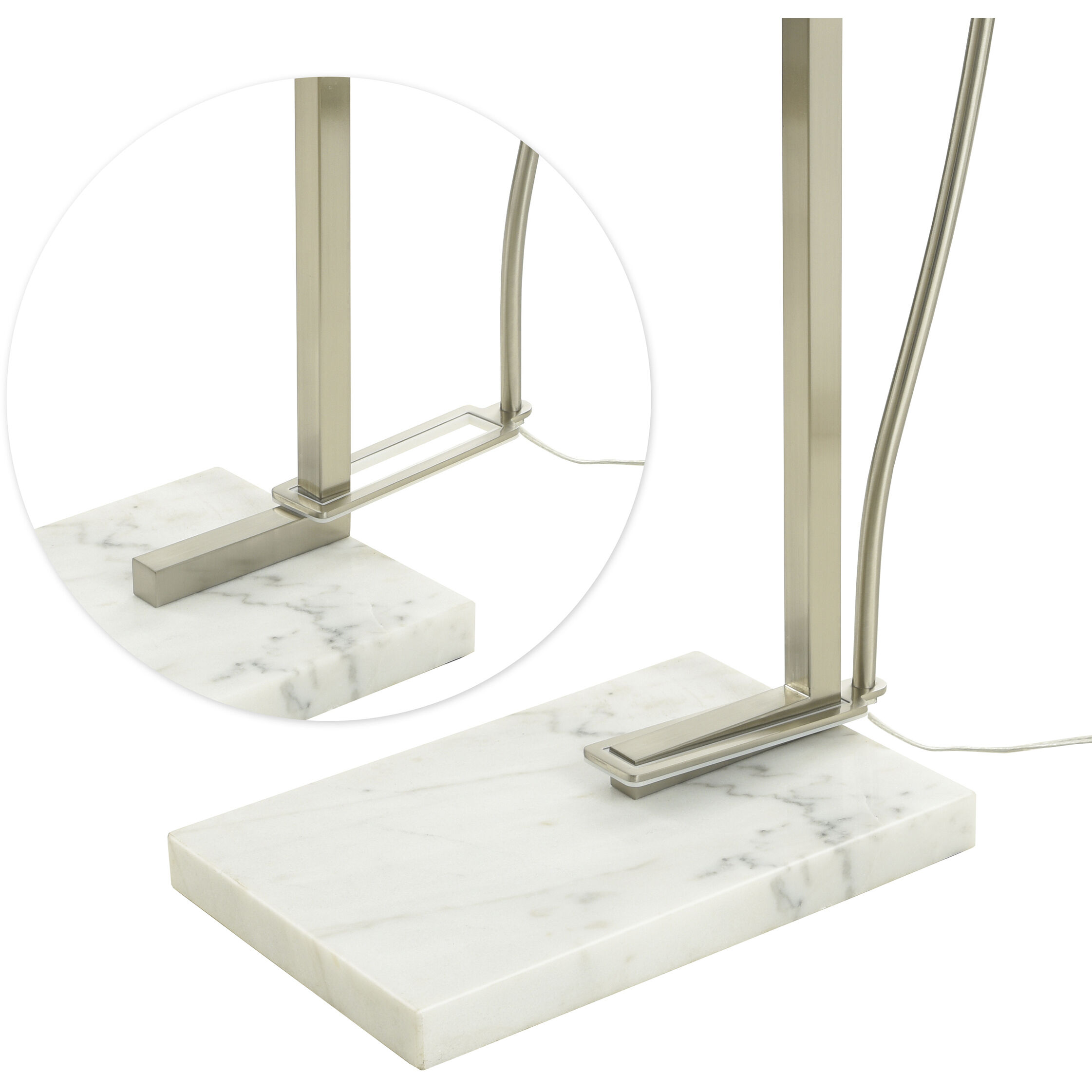 Ellison 65.75 inch 100 watt Brushed Steel and White Floor Lamp Portable Light