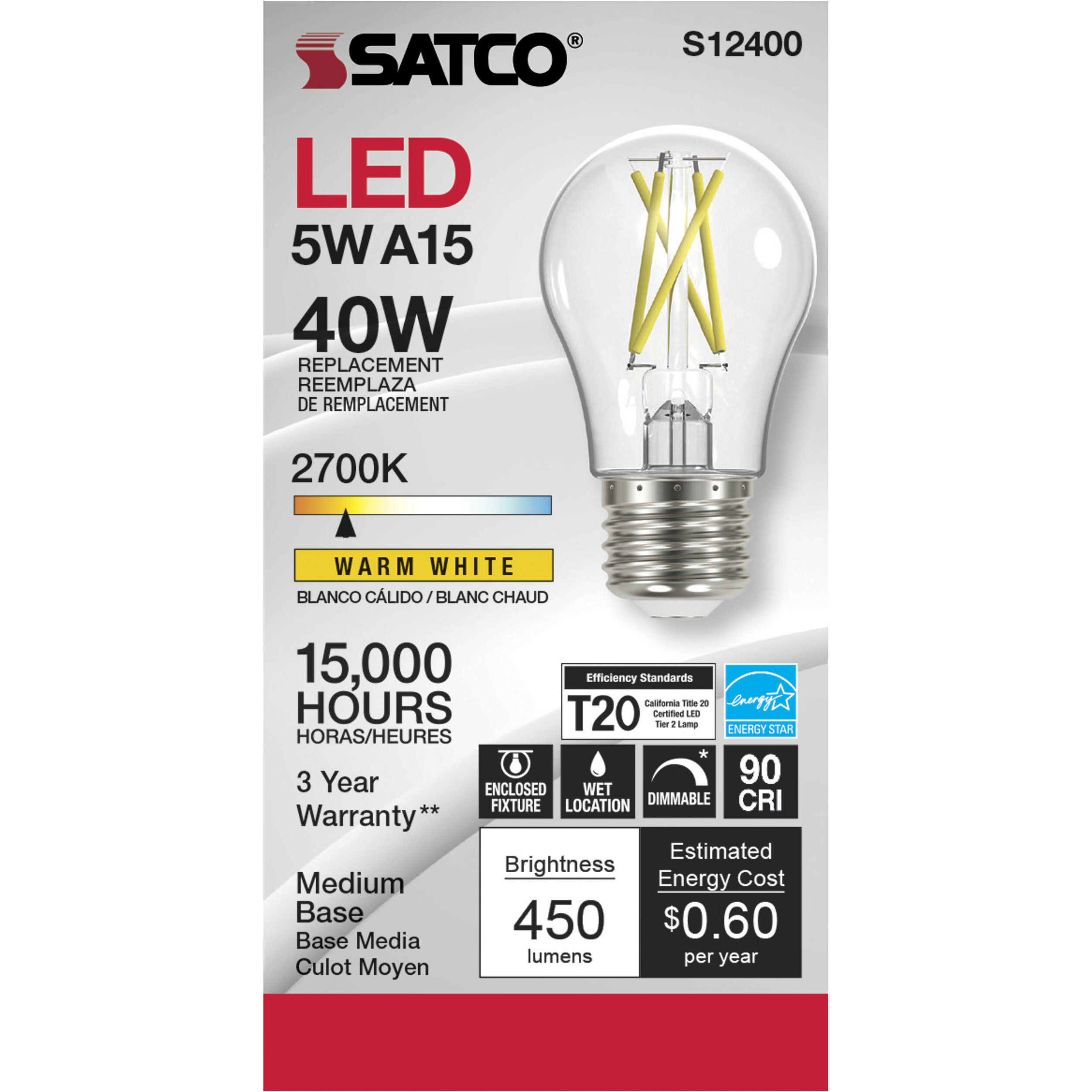 Lumos LED Medium 5.00 watt 120 2700K Light Bulb