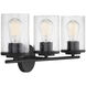 Marshall 3 Light 22 inch Black Bathroom Vanity Light Wall Light, Essentials