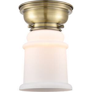 Aditi Canton LED 6 inch Antique Brass Flush Mount Ceiling Light in Matte White Glass, Aditi