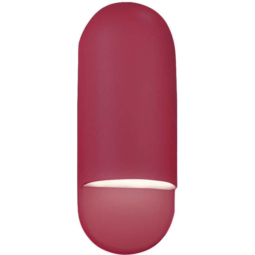 Ambiance Collection - Capsule Wall Sconce Wall Light in Replaceable Bulb, Cerise, 4D x 14H, Form+Finish+Function