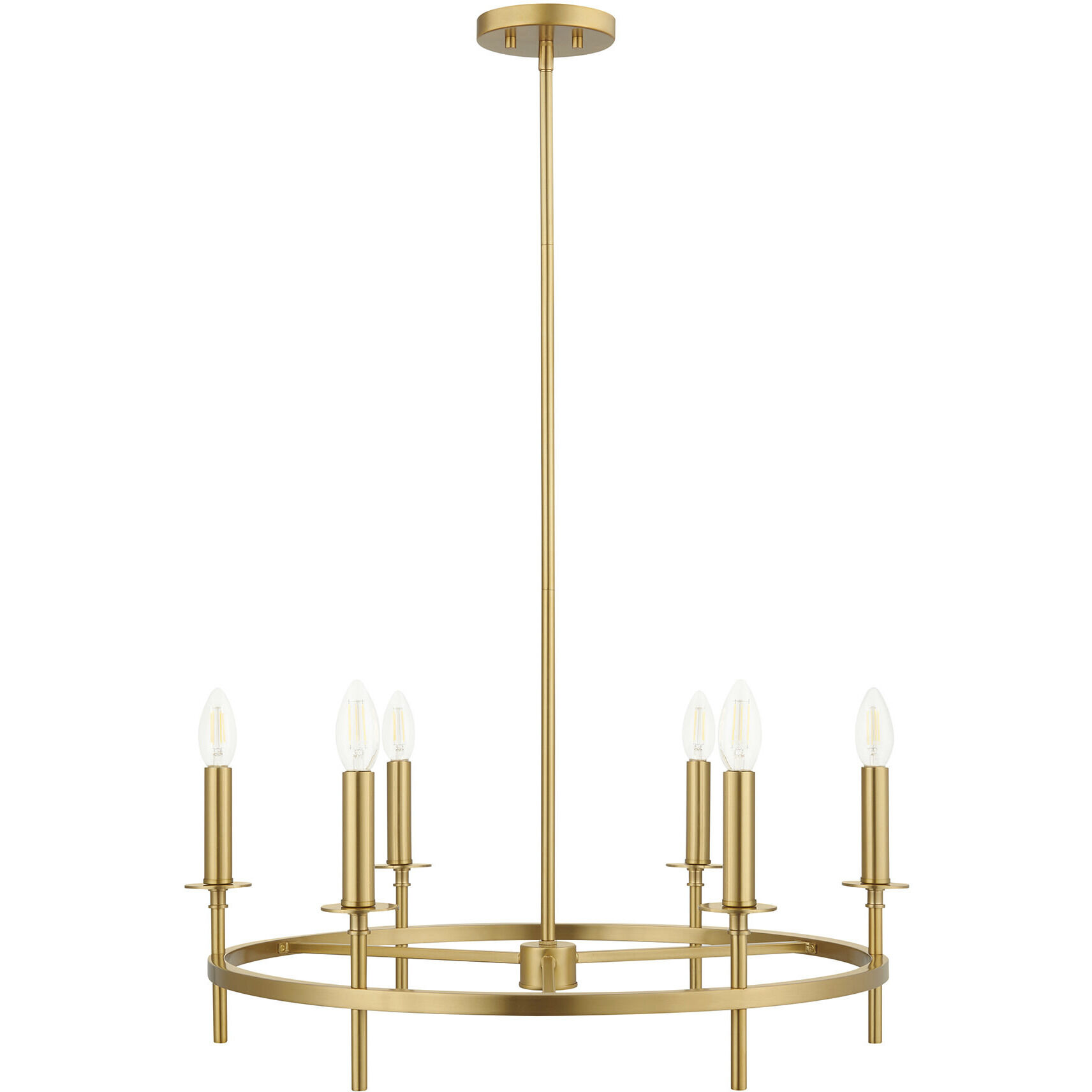 Contemporary 4 Light 30 inch Natural Brass Chandelier Ceiling Light