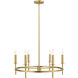 Contemporary 4 Light 30 inch Natural Brass Chandelier Ceiling Light
