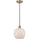 Edison 1 Light 8 inch Antique Brass and White Mini Pendant Ceiling Light