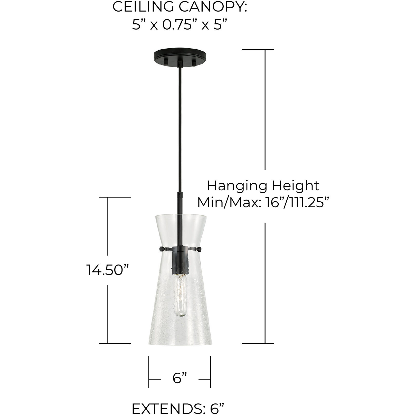 Mila 1 Light 6 inch Matte Black Pendant Ceiling Light