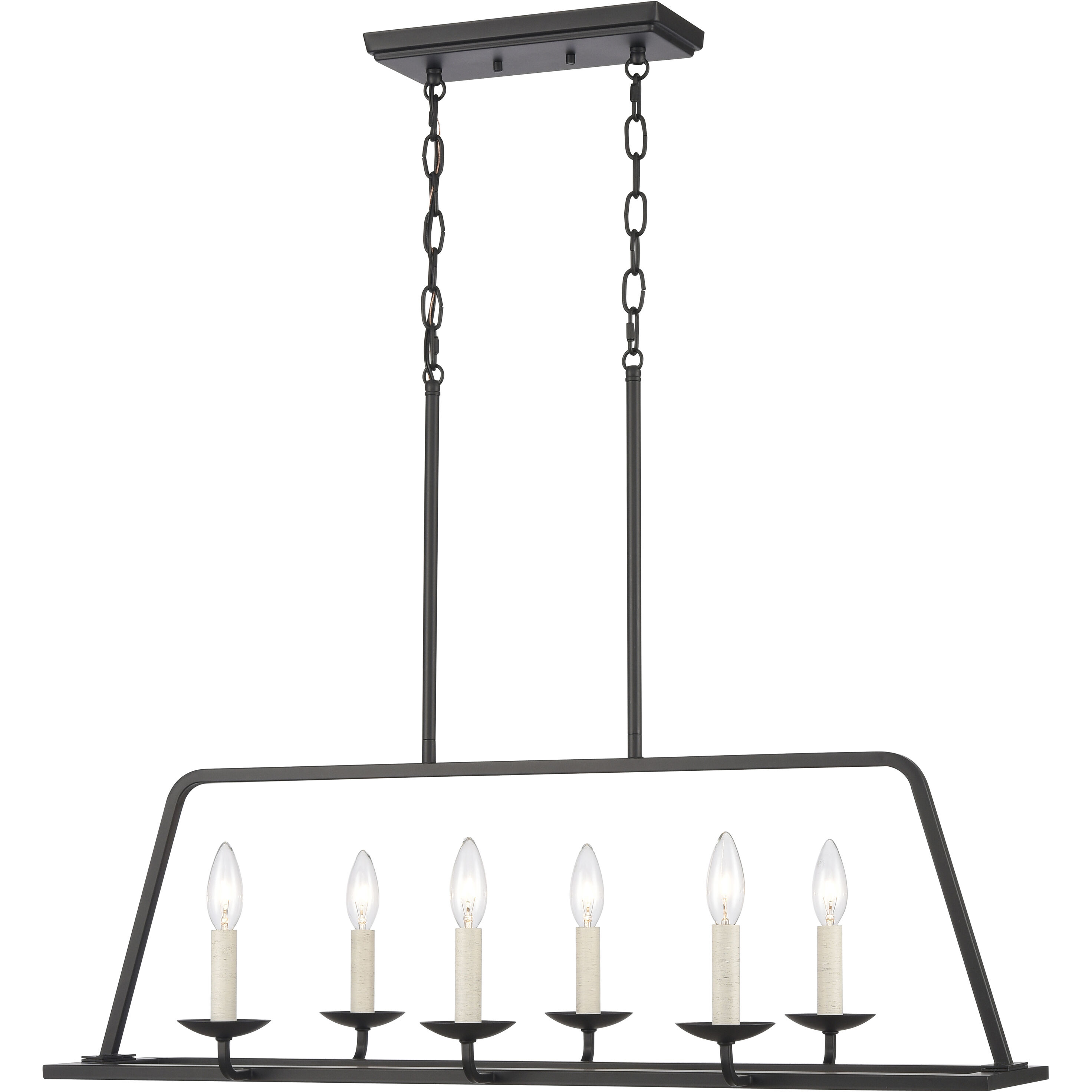 Ellisville 6 Light 34 inch Matte Black Linear Chandelier Ceiling Light