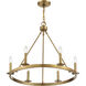 Traditional 6 Light 26 inch Natural Brass Chandelier Ceiling Light