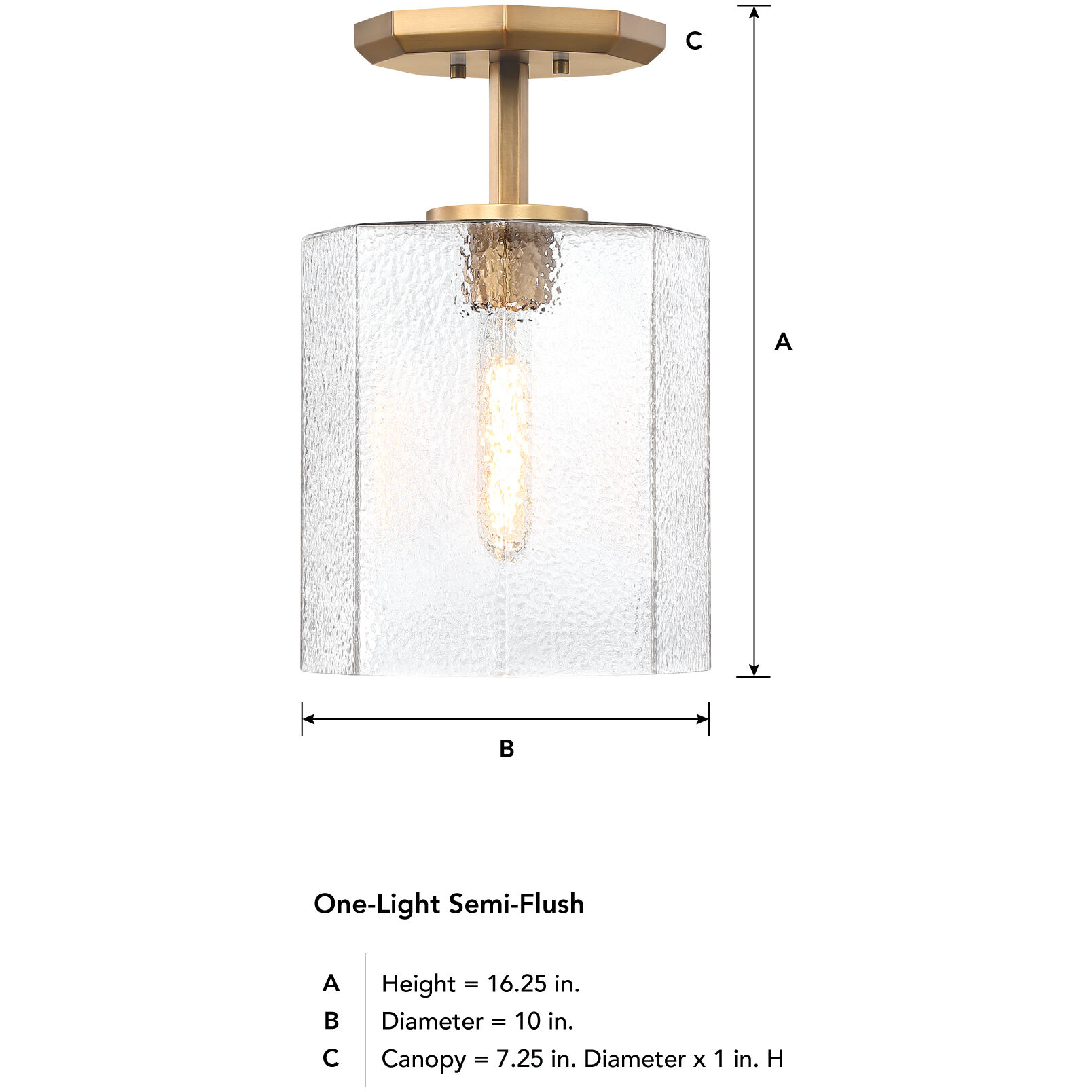 Haven LED 10 inch Old Satin Brass Semi-Flush Mount Ceiling Light