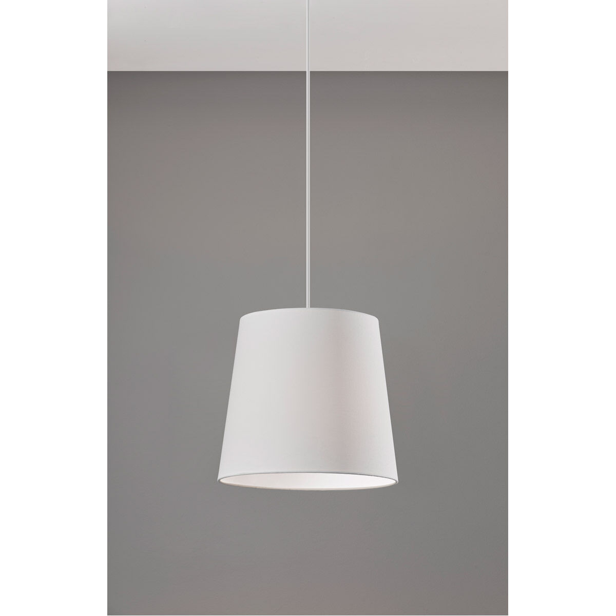 Tall Drum 1 Light 13 inch White Portable Pendant Ceiling Light, with Plug, Simplee Adesso