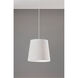 Tall Drum 1 Light 13 inch White Portable Pendant Ceiling Light, with Plug, Simplee Adesso