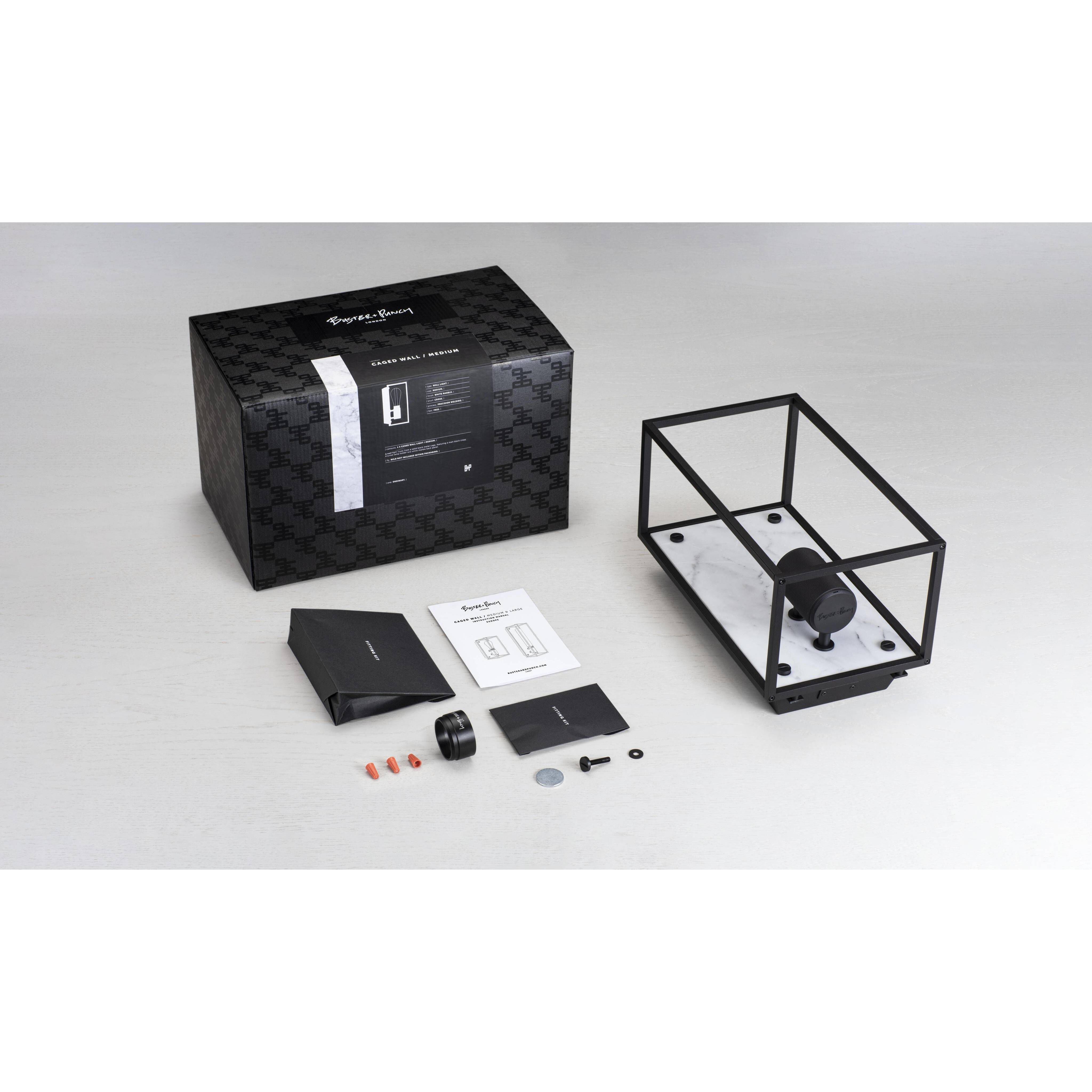 Caged Wall Light in Black Marble