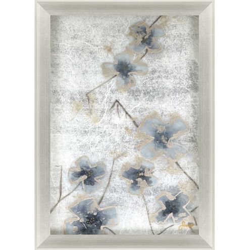 Serene Blossoms 2549 Blue and Beige and Metallic and Brown Framed Art