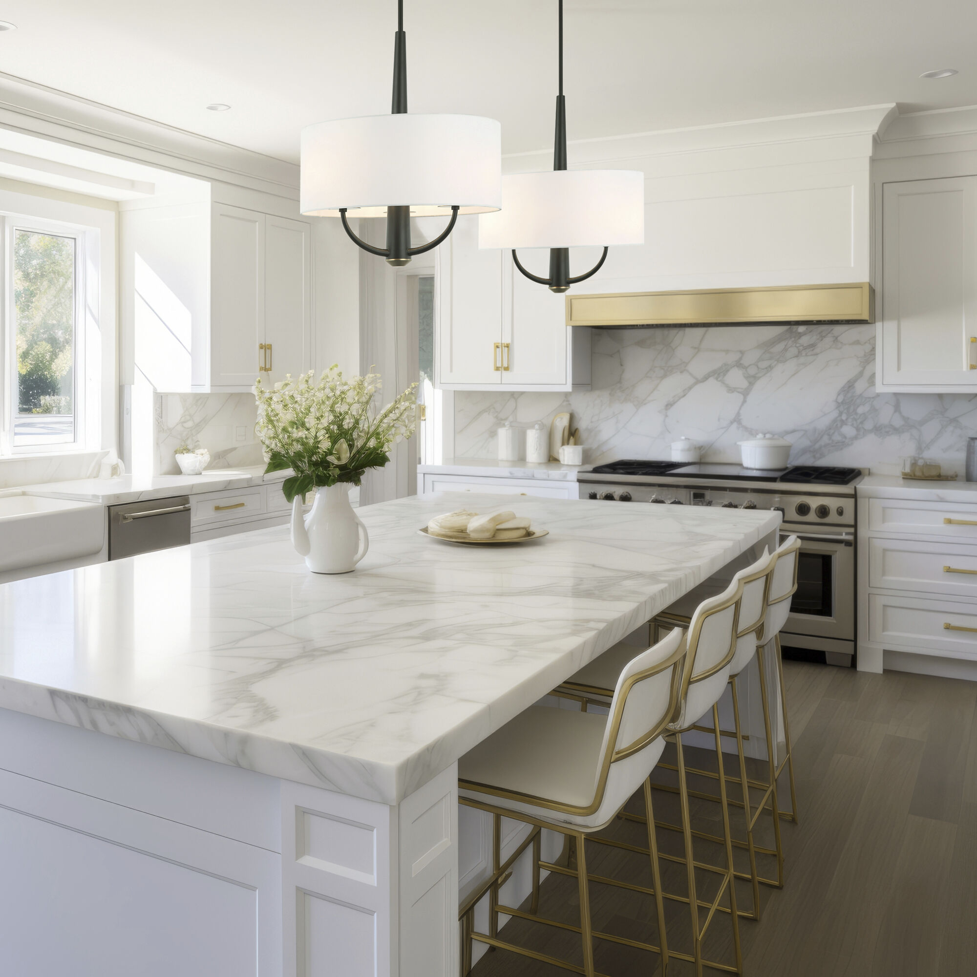 Patchwork 3 Light 18 inch Black with Satin Brass Pendant Ceiling Light