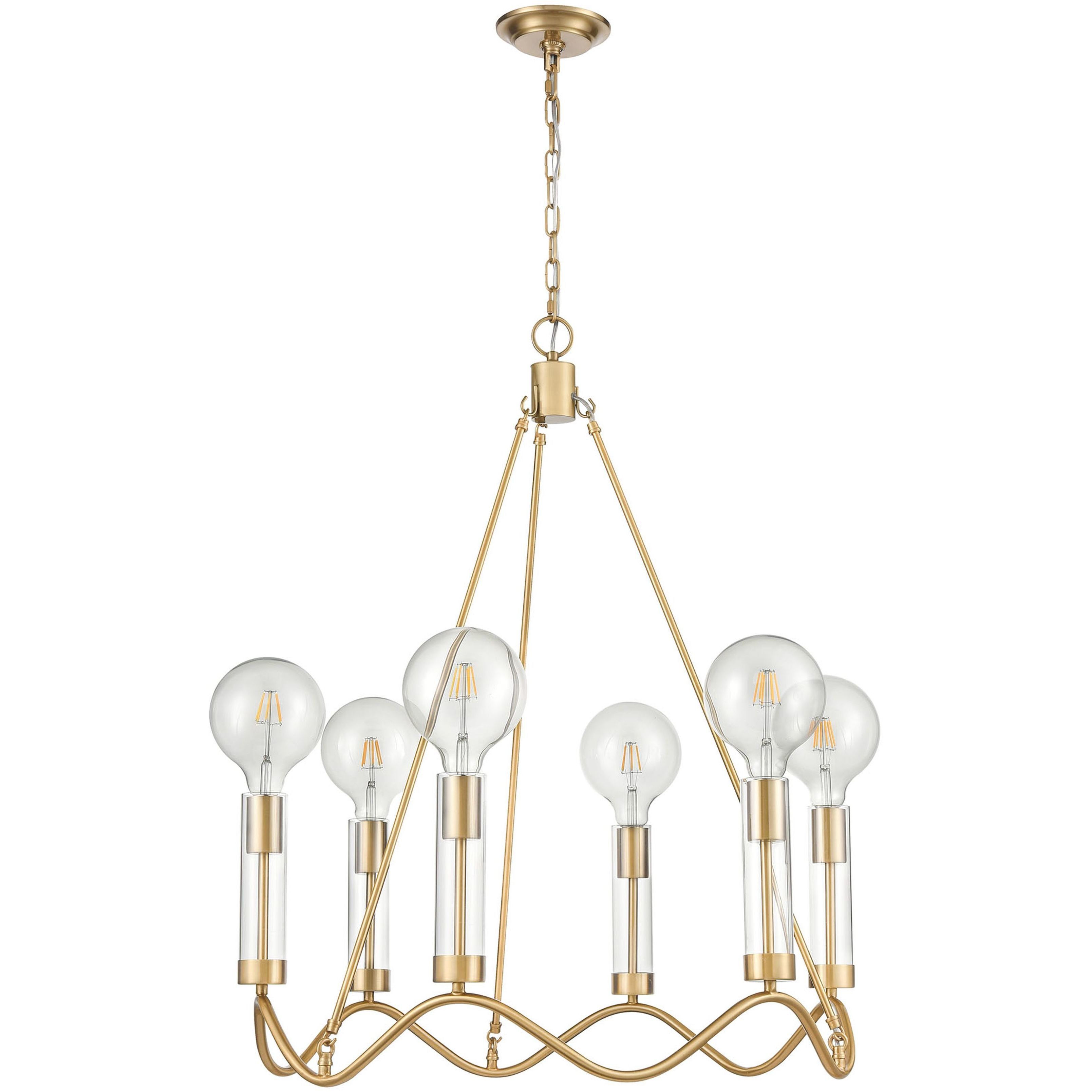 Celsius 6 Light 27 inch Satin Brass Chandelier Ceiling Light