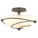 Forged Leaves 2 Light 13.5 inch Natural Iron Semi-Flush Ceiling Light in Opal