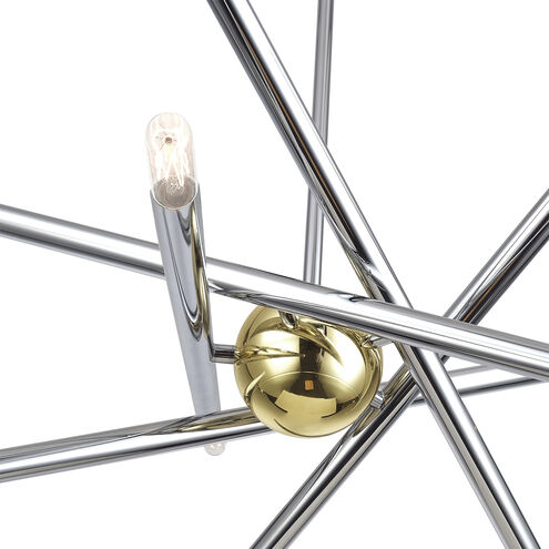 Soho 10 Light 28 inch Polished Chrome with Polished Brass Accents Chandelier Ceiling Light