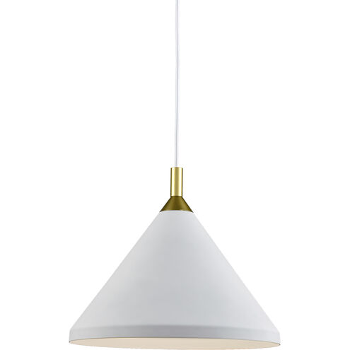 Dorothy 1 Light 14 inch White With Gold Detail Pendant Ceiling Light