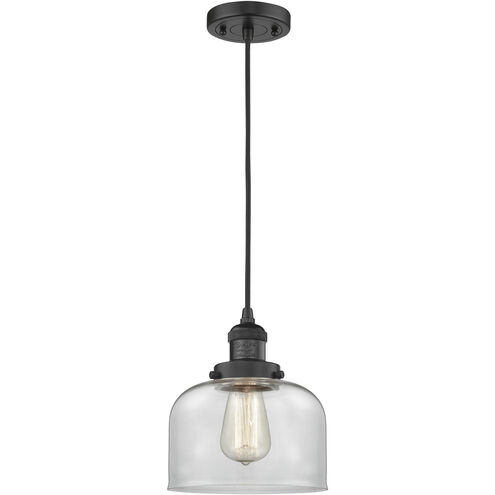 Franklin Restoration Bell 1 Light 8 inch Matte Black Mini Pendant Ceiling Light in Incandescent, Clear, Franklin Restoration