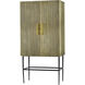 Scalloped Antique Brass Cabinet, 2-Door Tall
