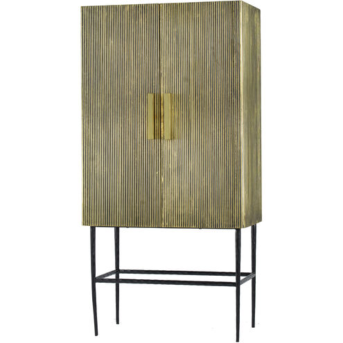 Scalloped Antique Brass Cabinet, 2-Door Tall