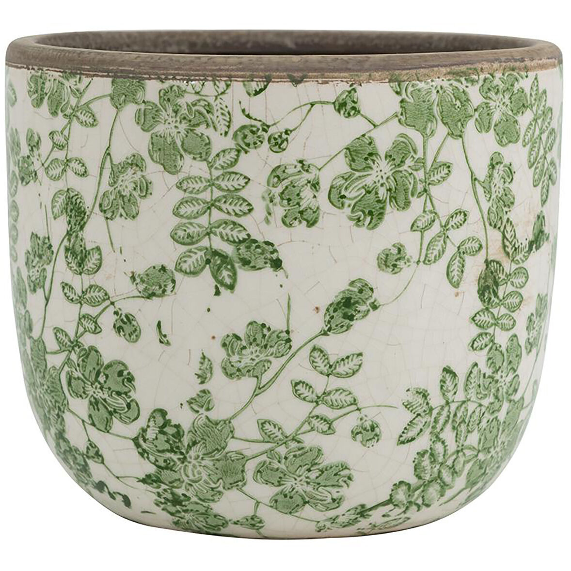 Flower Green and White Planter