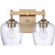Stellen 2 Light 13 inch Satin Brass Vanity Light Wall Light