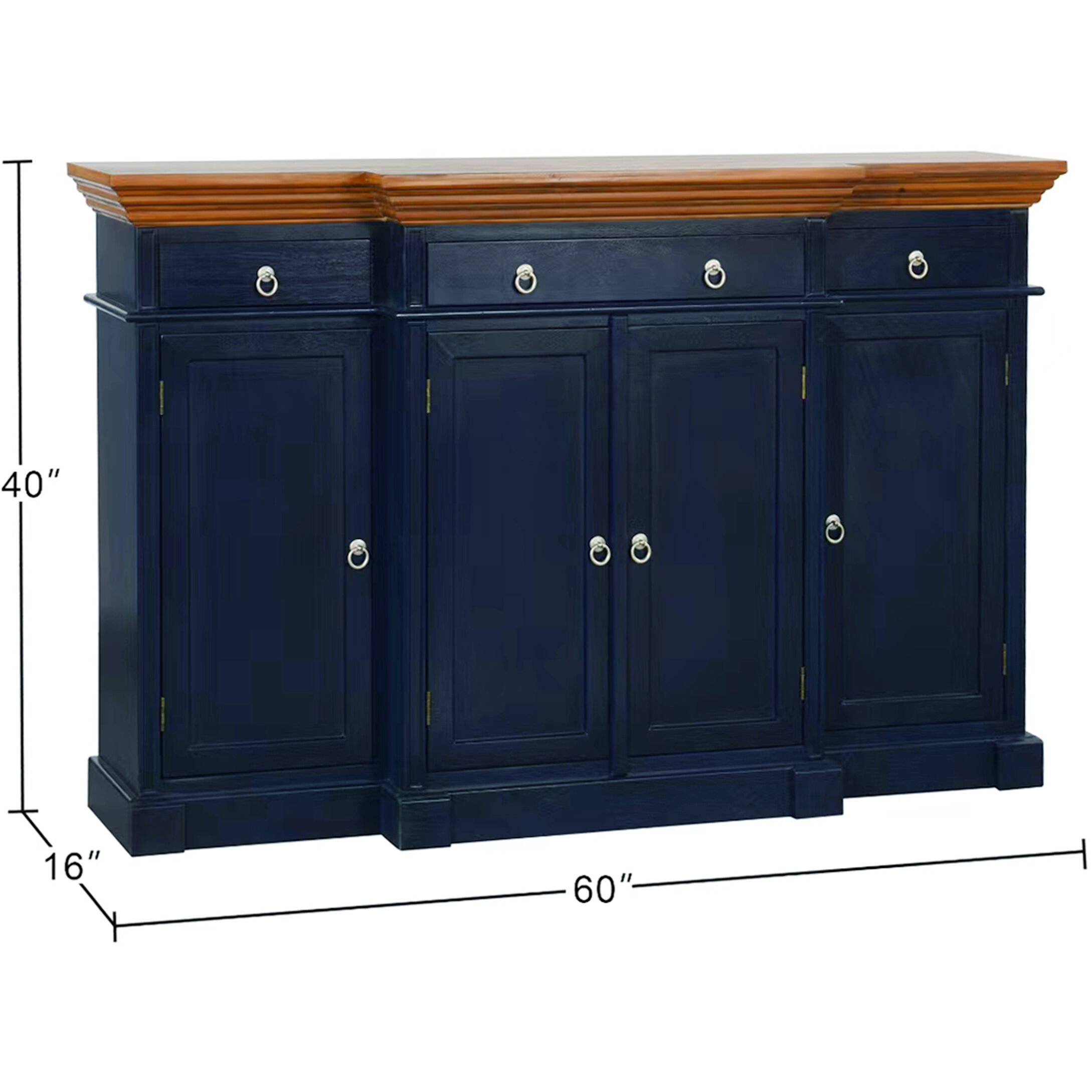 Cameron Dark Blue and Natural Wood Cabinet