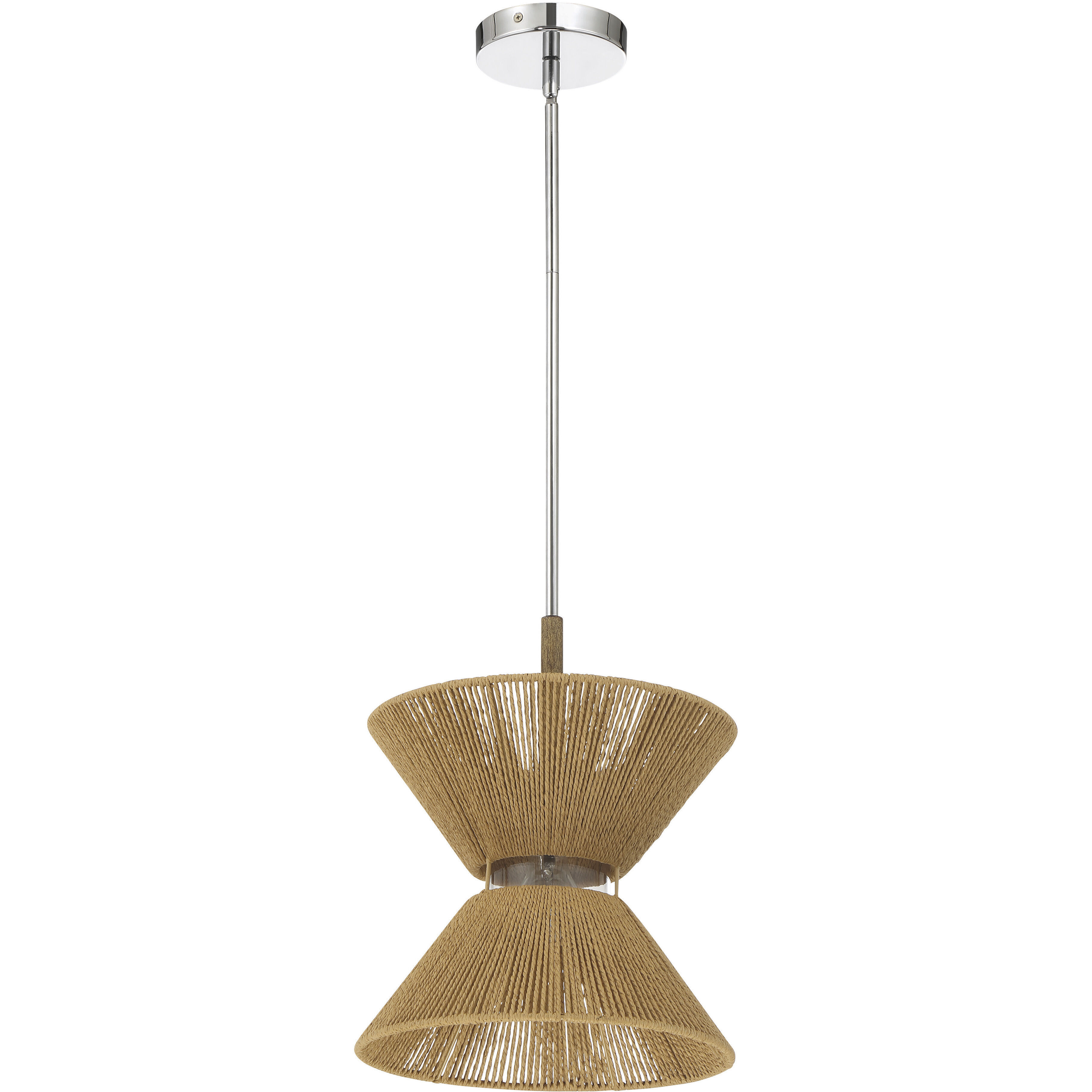 Serena 1 Light 12.13 inch Chrome/Walnut Pendant Ceiling Light in Chrome and Walnut