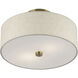 Monroe 2 Light 13 inch Antique Brass Semi Flush Mount Ceiling Light, Medium