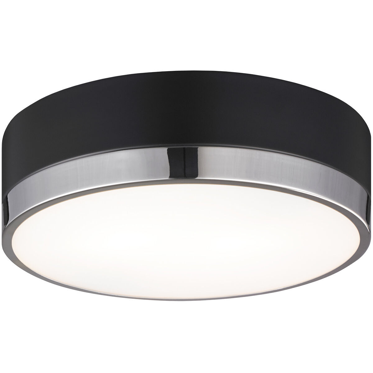 Trydor 2 Light 12 inch Black and Chrome Flush Mount Ceiling Light