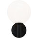 Cosmo 1 Light 6 inch Black Wall Sconce Wall Light in Black and Opal Glass