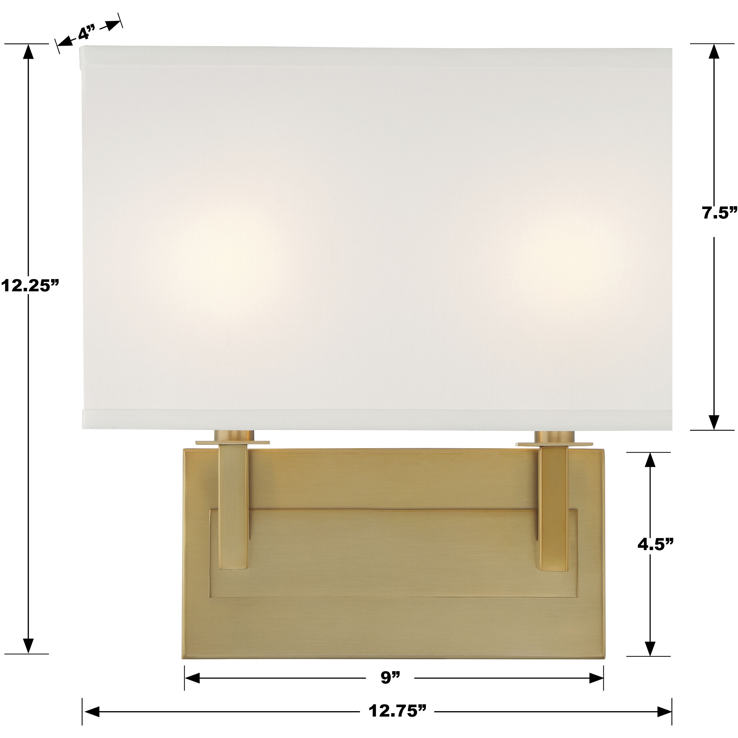 Durham 2 Light 12.75 inch Vibrant Gold ADA Sconce Wall Light