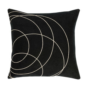 Solid Bold 22 X 22 inch Black and Cream Throw Pillow