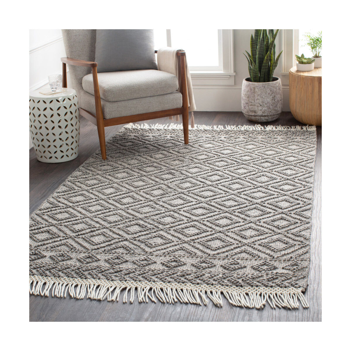 Farmhouse Tassels 96 X 30 inch Black/White Rugs in 2.5 x 8