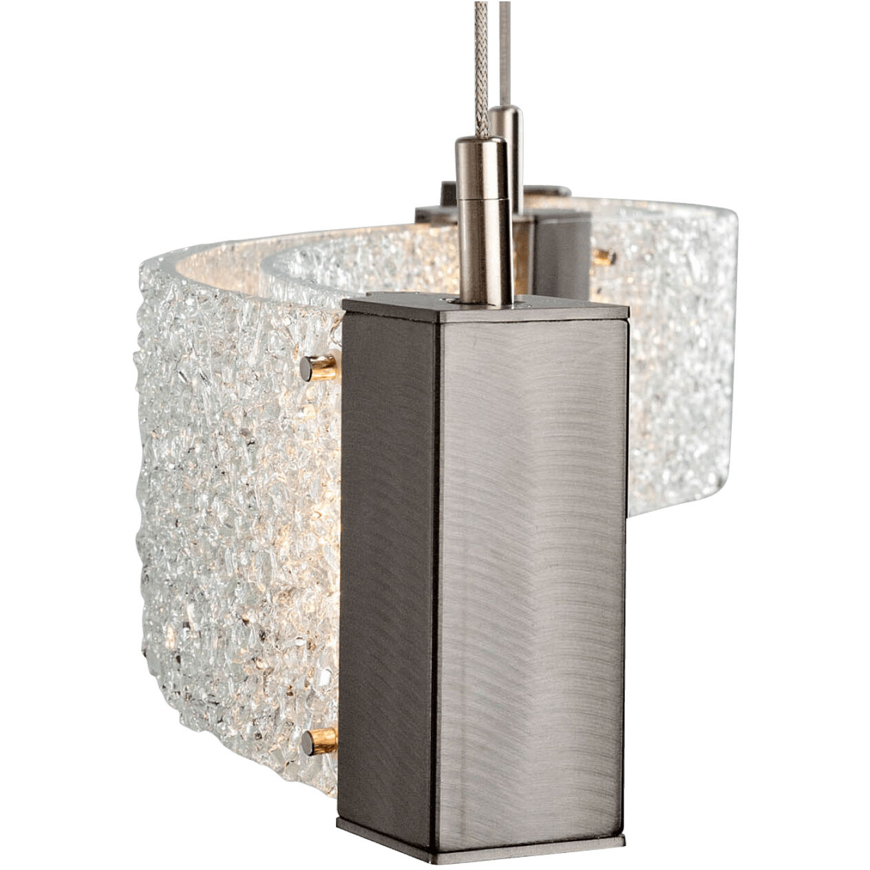 Parallel LED 48 inch Classic Silver Linear Pendant Ceiling Light in 3000K LED, Clear Granite, Curved