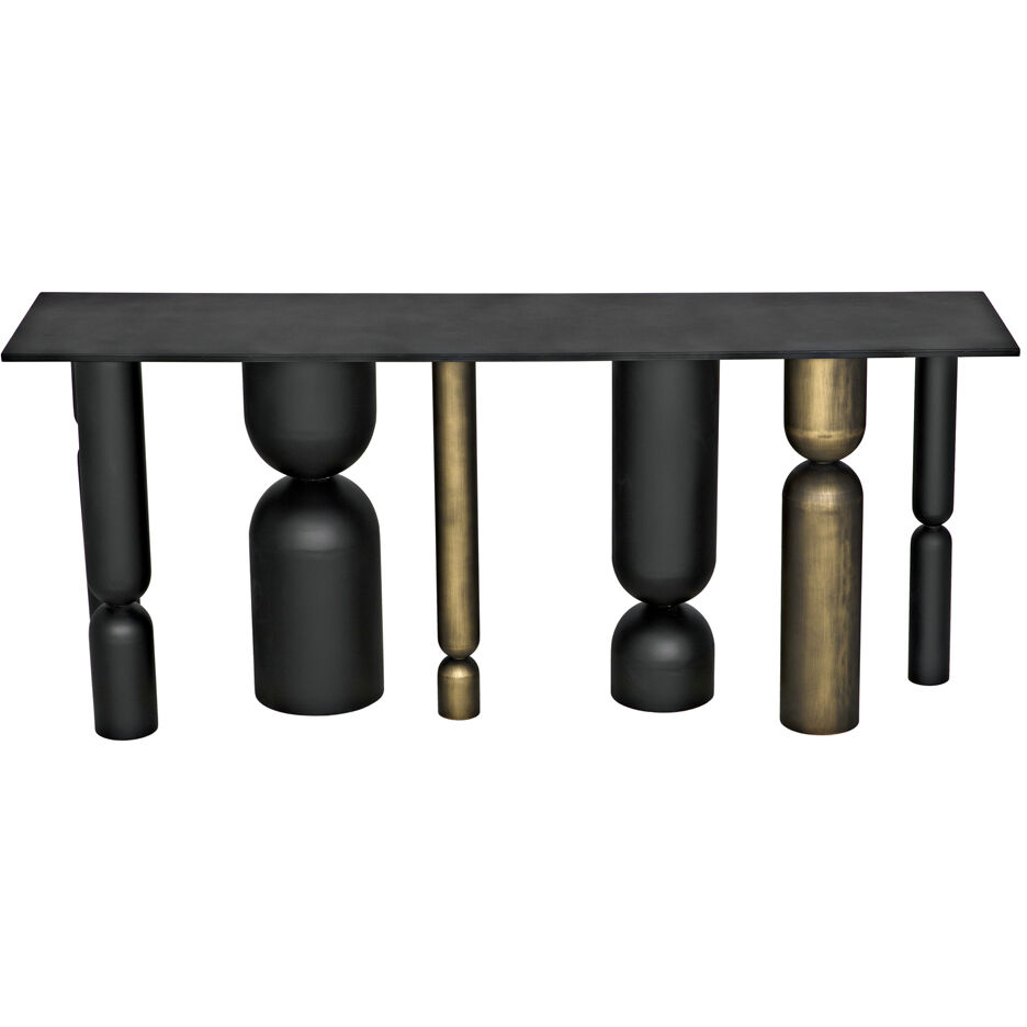Figaro 71 X 17 inch Matte Black and Aged Brass Console