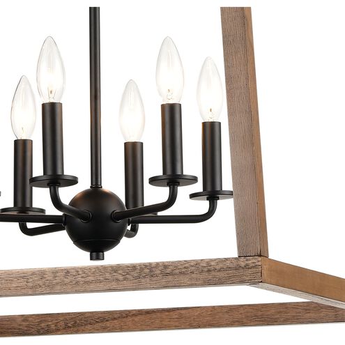 Barrow 6 Light 22 inch Matte Black with Birchwood Chandelier Ceiling Light