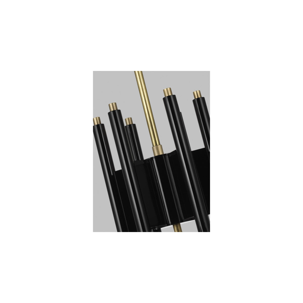 Avroko Crosby LED 29.5 inch Glossy Black/Natural Brass Chandelier Ceiling Light in 120V, Integrated LED