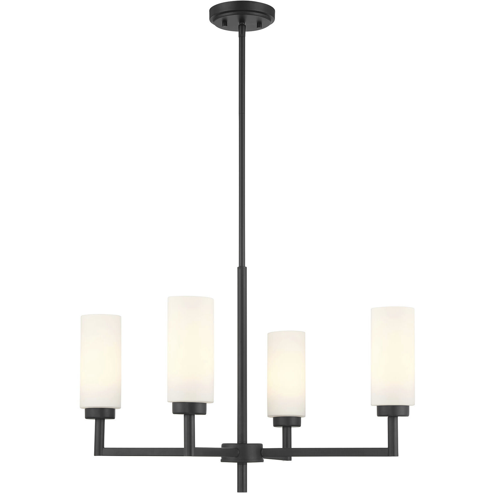 Contemporary 4 Light 26 inch Matte Black Chandelier Ceiling Light