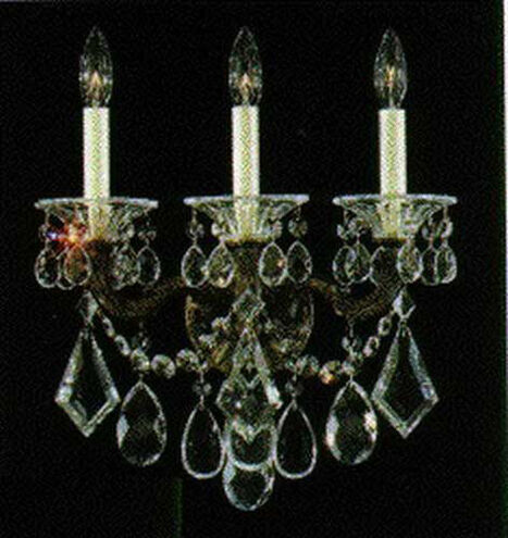 La Scala 3 Light 9 inch Antique Silver Wall Sconce Wall Light in Clear Swarovski