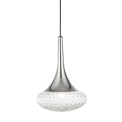 Bella 1 Light 11.75 inch Polished Nickel Pendant Ceiling Light