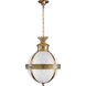 E. F. Chapman Crown Top 3 Light 15 inch Antique-Burnished Brass Foyer Pendant Ceiling Light in White Glass