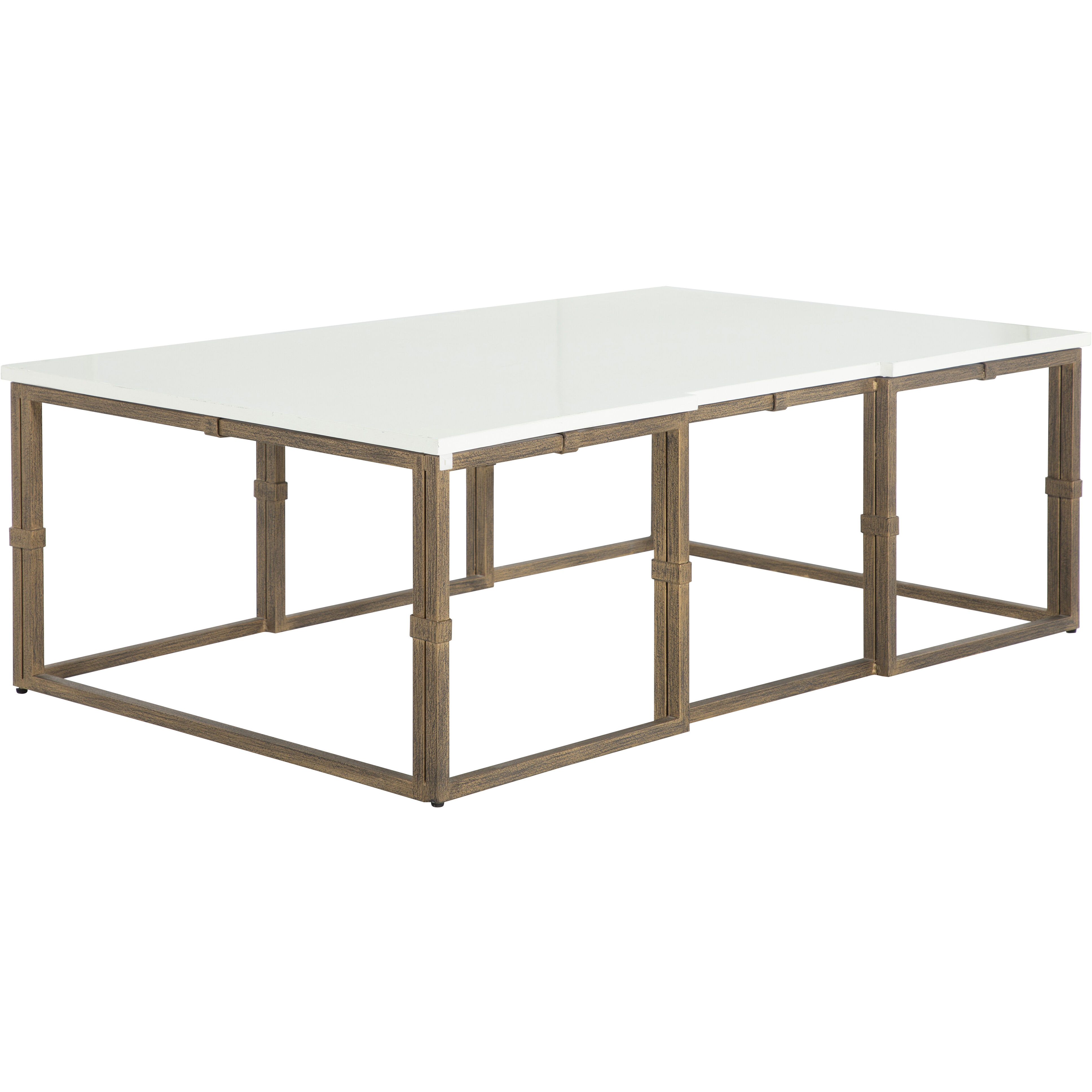 Stevens 52 X 32 inch Antique Textured Gold / White Seagrass / Clear Resin Coffee Table