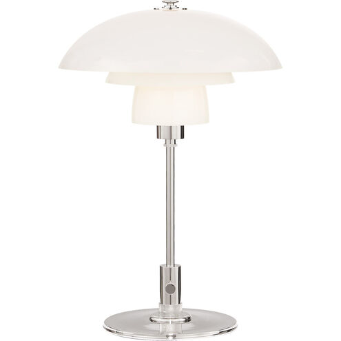 Thomas O'Brien Whitman 19 inch 60.00 watt Polished Nickel Desk Lamp Portable Light in White Glass